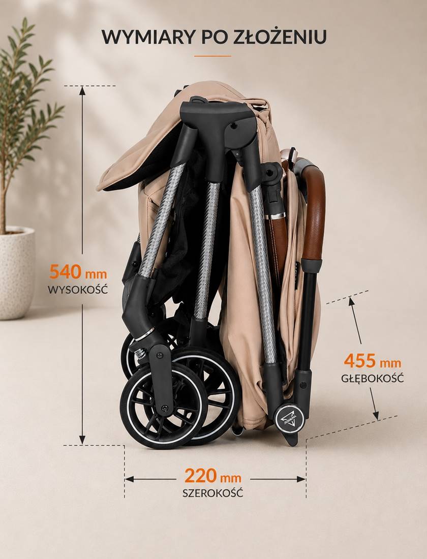 Złożony wózek JUNAMA AVIATOR Carbon w kompaktowym formacie cabin size do podróży samolotem